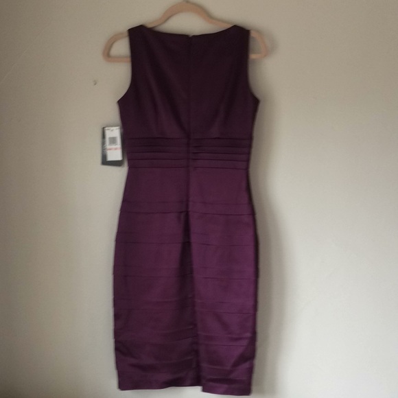 🔥 JAX | Purple Satin Sheath Sleeveless Cocktail Dress 2 NWT - Picture 3 of 6